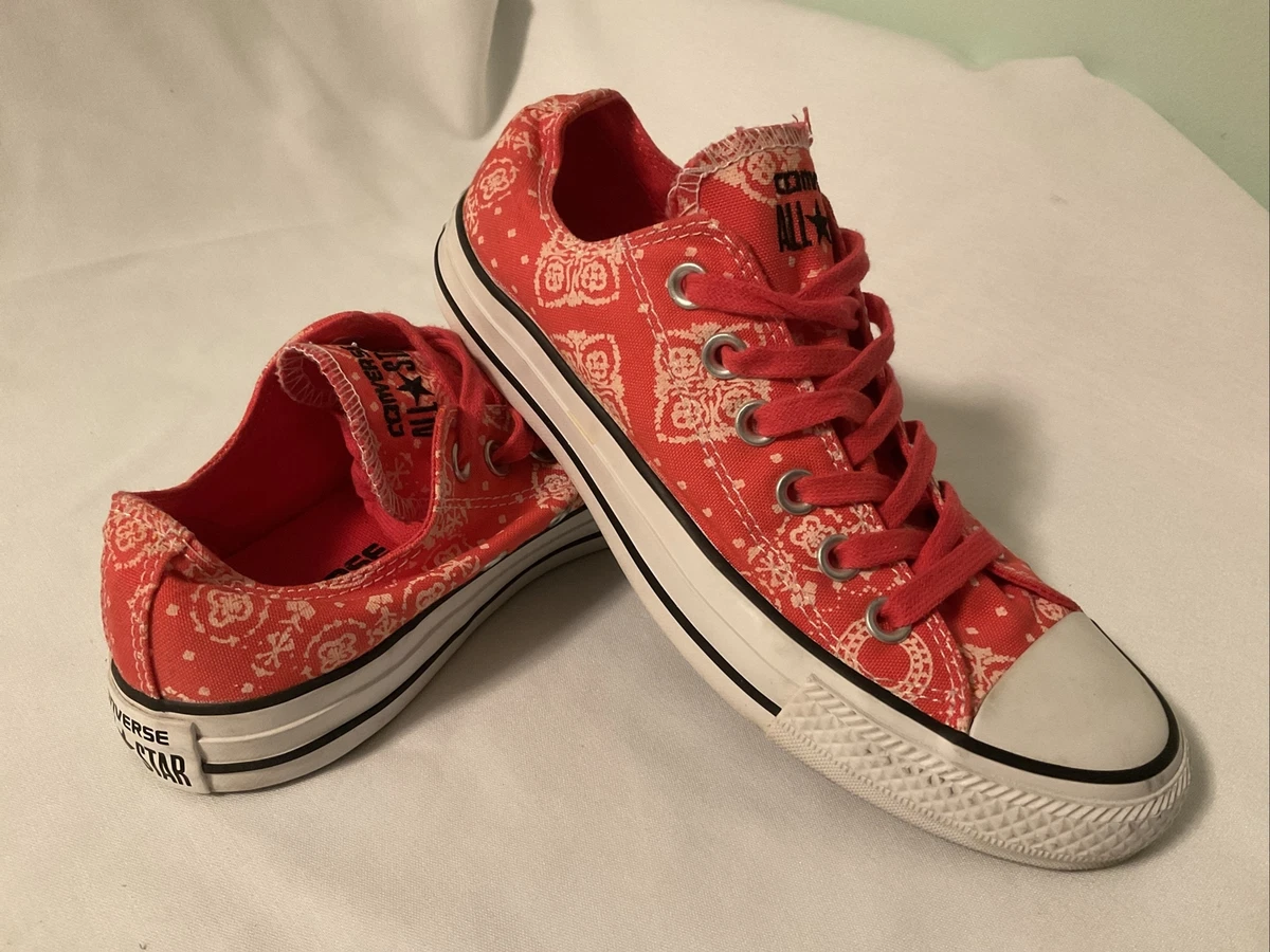Converse CTAS Low Coral Pink Bandana Print Sneakers Shoes Womens
