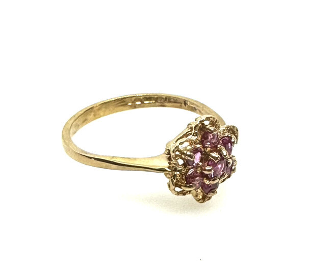 9ct Gold Ruby Ring Yellow Gold Ruby Ring Ruby Flo… - image 6