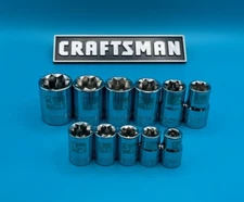 CRAFTSMAN LASER ETCHED 11 PC SOCKETS (1/2 & 3/8" DRIVE)-Standard  8PT ETCHING