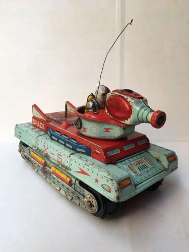 60er Jahre Yonezawa X-5 Blech Moon Patrol Fahrzeug batteriebetrieben Spielzeug selten