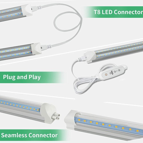 4 Pack T8 LED Grow Light 2FT LED Tube Light Full Spectrum 80W(4 × 20W) 24 inches - Picture 3 of 17