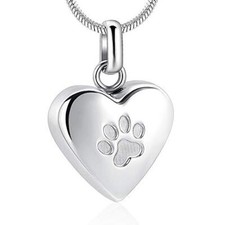 Pet Cremation Jewelry for Ashes Pendant Paw Print Pet Heart Urn Necklace Memo...