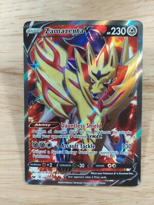 Zamazenta V 196/202 Sword & Shield NM Full Art Ultra Rare Pokemon