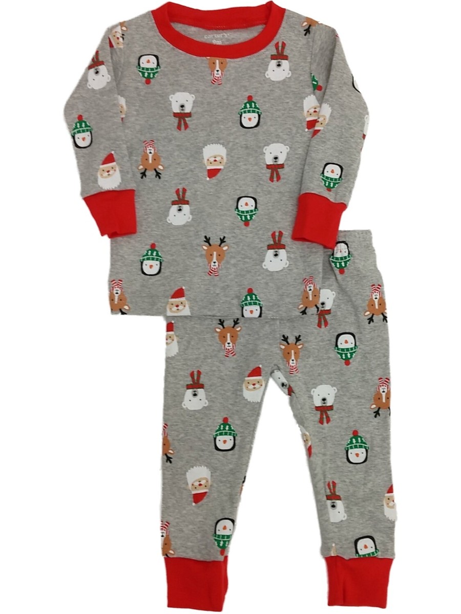 Carters Infant Boys Gray Cotton Santa Polar Bear Christmas Holiday