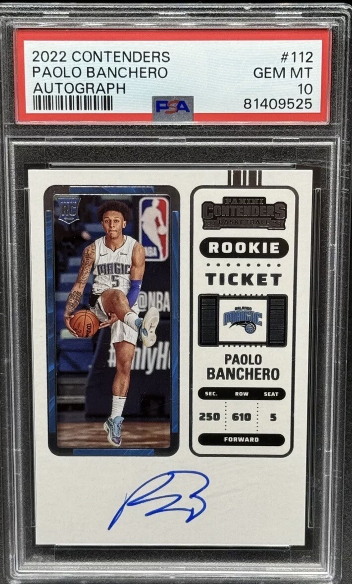 PAOLO BANCHERO 2022 Panini Contenders Rookie Ticket ON CARD Auto #112 RC PSA 10