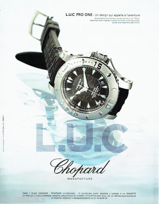 REKLAME WERBUNG 056 2003 die Uhr L.U.C von Chopard pro one