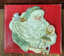 Fitz and Floyd Gregorian Christmas~~SANTA Figural Canape Plate~~10" NEW in Box