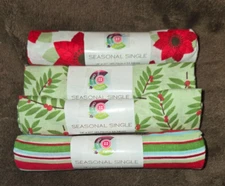 4 Creative Cuts Christmas Seasonal Single Fabric Squares 18" X 21" 100% Cotton