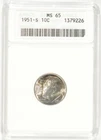 1951-S Roosevelt Silver Dime 10c ANACS MS65 1379226