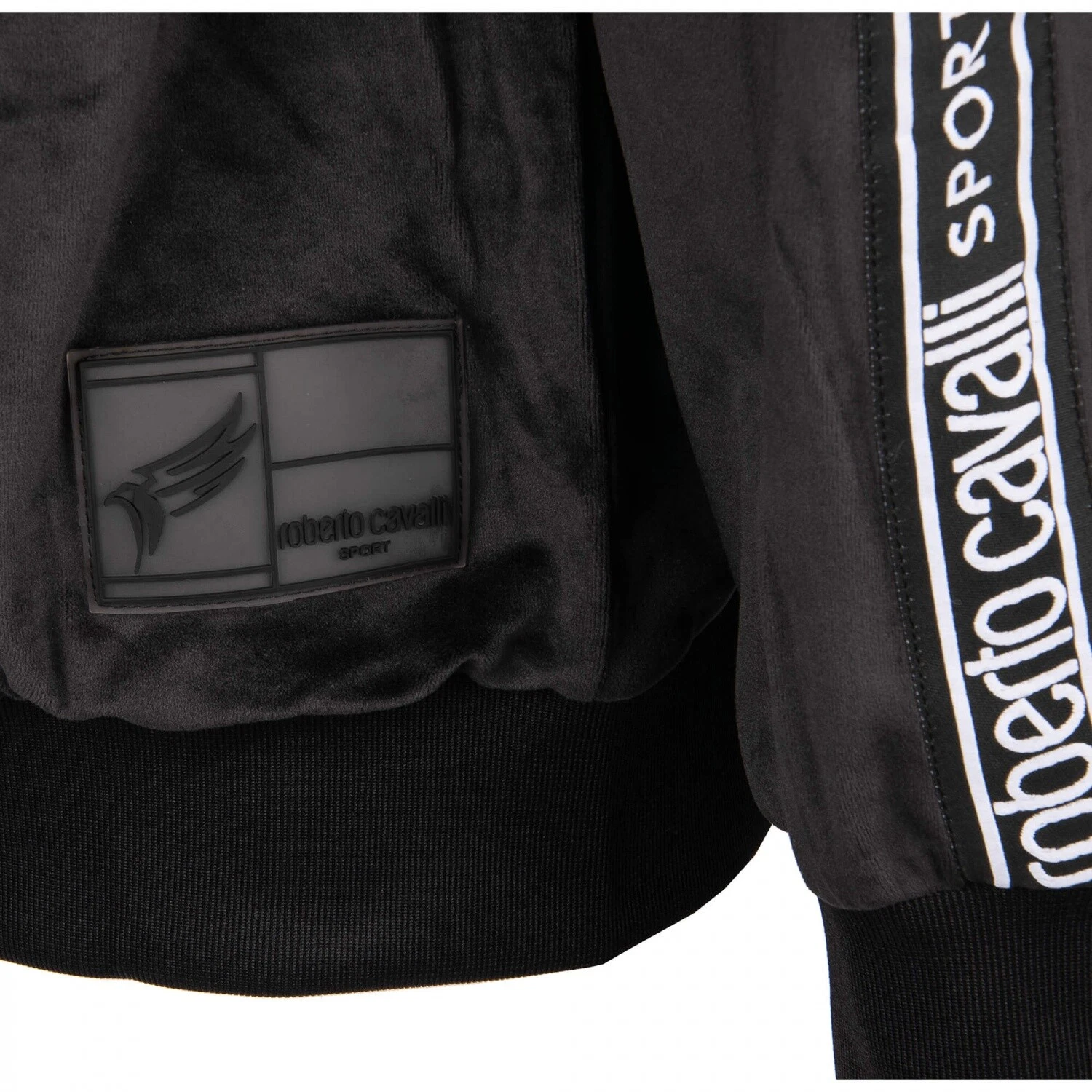 SACAI ROBERTO CAVALLI Sport Velluto Felpa con Felpa con Felpa con Logo Strisce Nero 09575