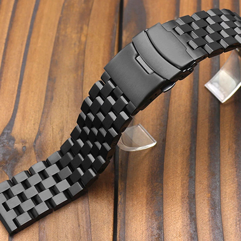 Stainless Steel Strap Straight End Metal Bracelet Wrist Watch Band 18/20/22/24mm - image 3 of 4