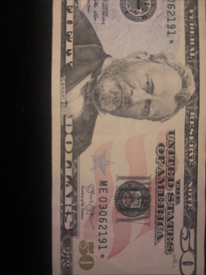 Low serial 50$ bill star note  Rare Great Condition - Image 2 of 4
