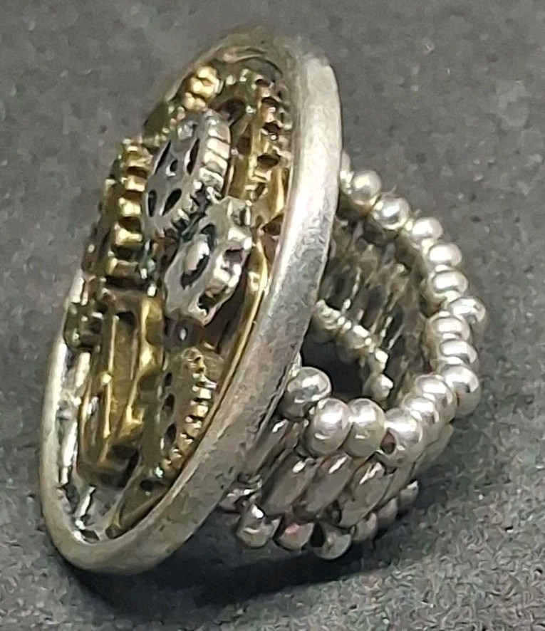 Steampunk Gear Statement Ring With Stretch Band I… - image 4