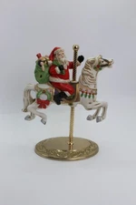 HOMCO Santa Carousel Horse Figurine • Vintage Christmas Décor • Santa Riding Hor