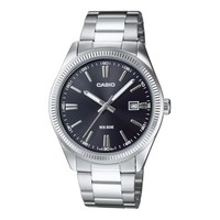 Casio MTP-1302D-1A1 Schwarzes Zifferblatt Edelstahl Uhr Japan Neu Y860674