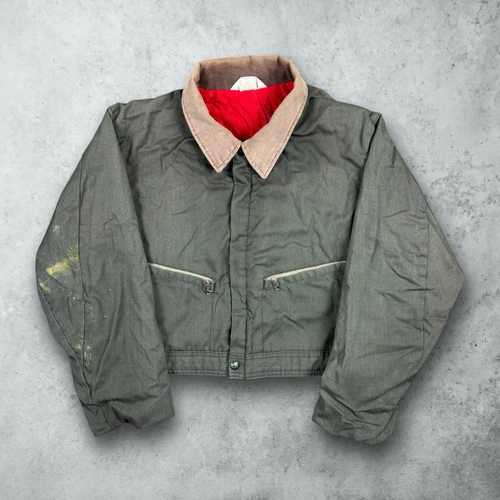 Veste matelassée vintage Key Detroit cropped style Carhartt fermeture éclair grand vêtement de travail