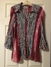 Avenue 22/24 Crinkle Accordian Blouse LagenLook Work Office Travel Cruise Resort