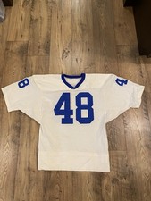 Vintage Football Jersey Russell Size Large White Blue Made in USA 80s
