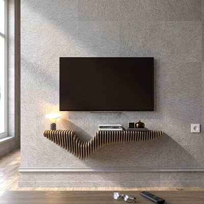 Batamex Parametric 48'' Floating Shelf Modern Geometric Wooden Wavy Wall Decor