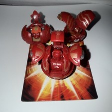 Bakugan Battle Brawlers Lot of 3 Pyrus Red Figures + Card Team Set