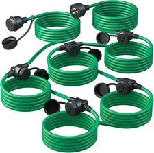 50FT Green Outdoor Extension Cord with 6 Waterproof Outlets, ETL Listed