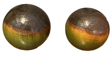 Decorative Balls / Spheres In Green, Tan & Brown with a Bit of Sparkle- Set of 2