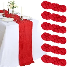 6 Pack 10FT Christmas Table Runner Red Cheesecloth 120 Inch Long Gauze Rustic...