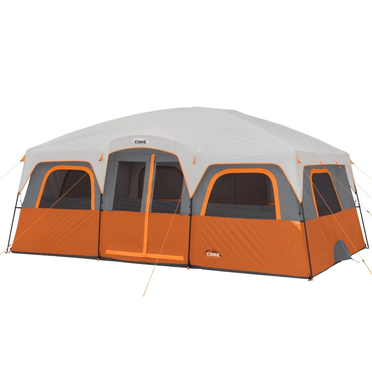 Core 12-Person Straight Wall Cabin Tent with Weather-Resistant Fabric & Easy