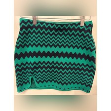 Urban Outfitters XS Green Black Chevron Knit Mini Skirt Y2K Bodycon Sweater