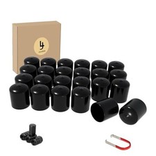 Lug Nut Covers- 24PCS Inner Flexible Fit Anti-Skid Treatment 21-23mm Black