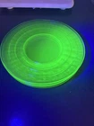 Vintage Anchor Hocking Green Uranium Glass Plate Set of 6 In Used Condition