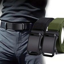 1pc Canvas Tactical Belt with Automatic Buckle Casual Military Style - NEW