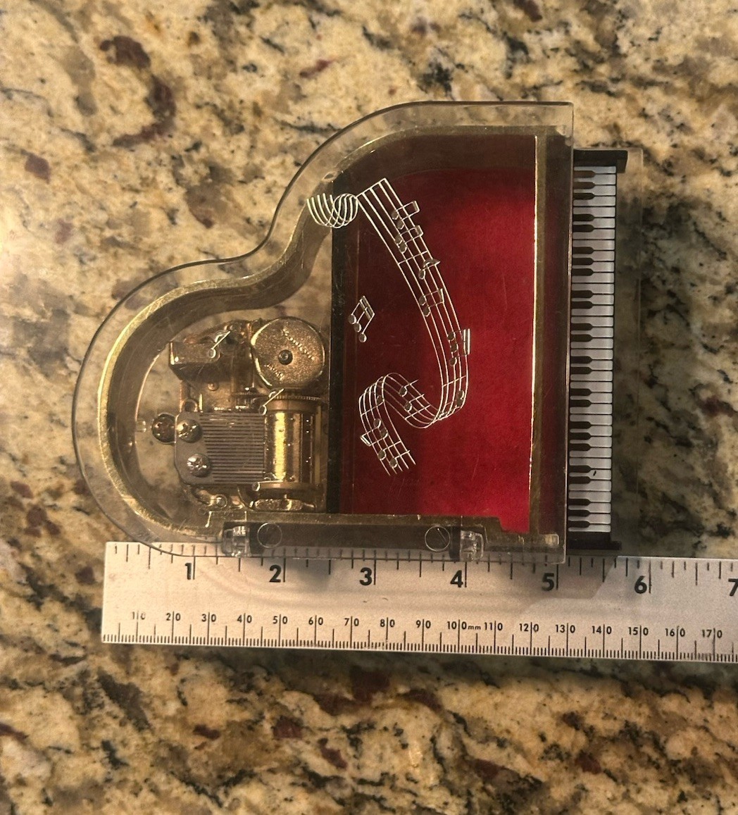 Vintage Sankyo Grand Piano Music Jewelry Box Wind Up Japan Clear w