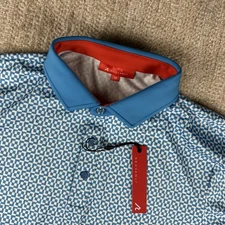 New Redvanly Men's Size Medium Bedford Golf Polo Breeze Blue Performance Squares