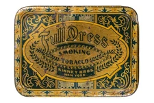 Scarce 1900s “Full Dress" litho hinged tobacco tin in fair condition