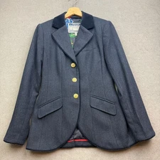 JOULES Tweed Jacket UK 10 Navy WOOL Parade Blazer Hacking Herringbone Country