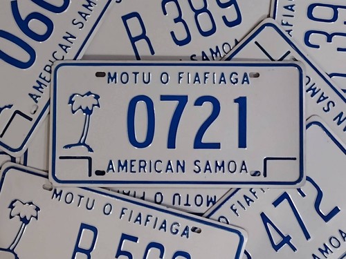 Authentic 2010 Embossed American Samoa License Plate Palm Tree Tiki Bar Man Cave