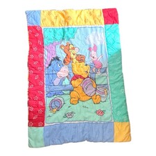 Vintage Winnie the Pooh Crib Comforter Baby Blanket Piglet Eeyore Tigger Disney