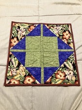 Handmade Patchwork Quilt Table Topper Centerpiece Floral 15x15