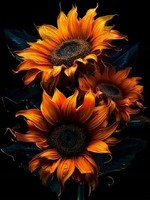 Diamantmosaik-Sonnenblumenstrauß In Schwarz, 30 X 40 Cm, Kreativ
