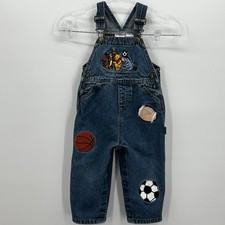 Vintage Pooh Bear and Friends Denim Overalls Bibs Toddler 18mo Sports RARE
