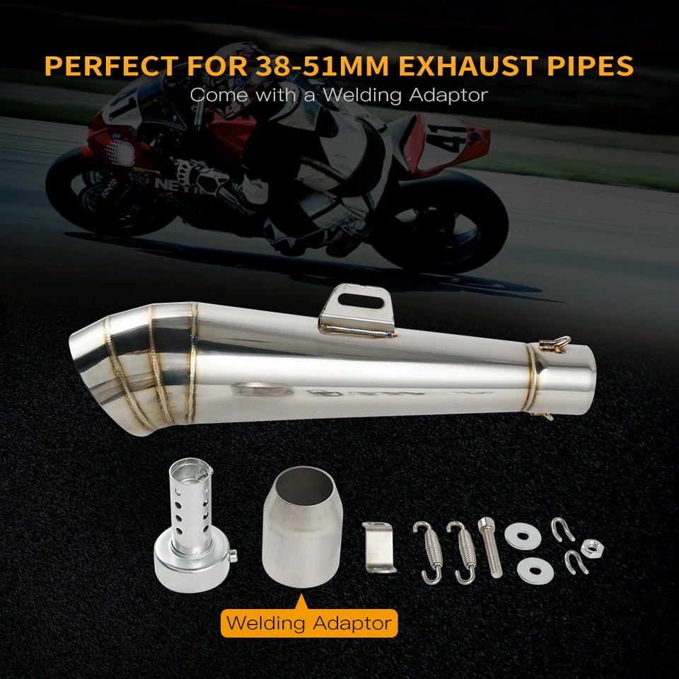 Stainless Steel GP Exhaust Muffler Pipe Slip-On for Street Sport Motorcycle 51mm - image 2 of 4