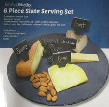 All Natural Slate Serving Board 6 Piece Entertain in Style by Kitchen Worthy 12"