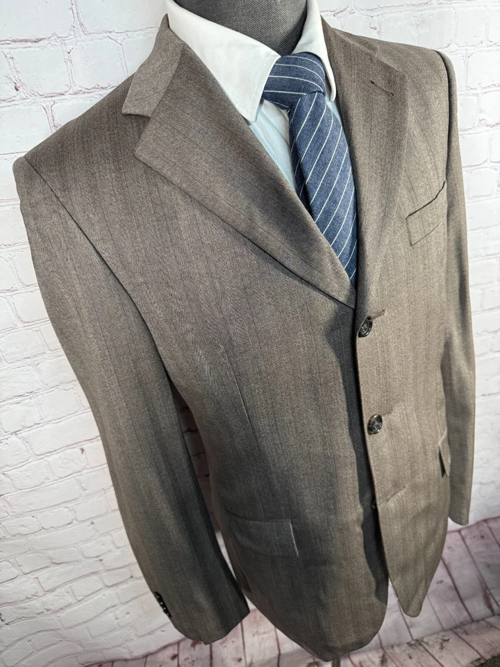 BANANA REPUBLIC Hombres Marrón Rayas Lana Traje Abrigo Deportivo Blazer Chaqueta 40S Foto 3 de 4