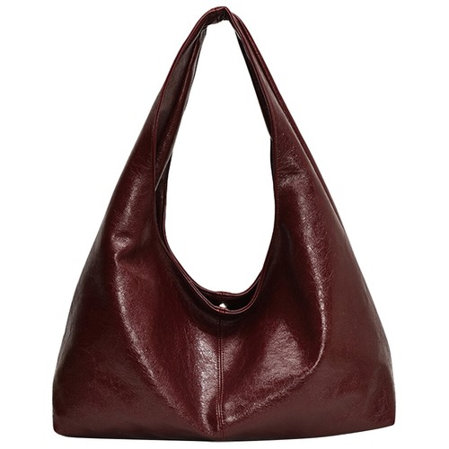 Women PU Fashion Shoulder Bag Vintage Tote Bag Trendy Underarm Bag (Red)