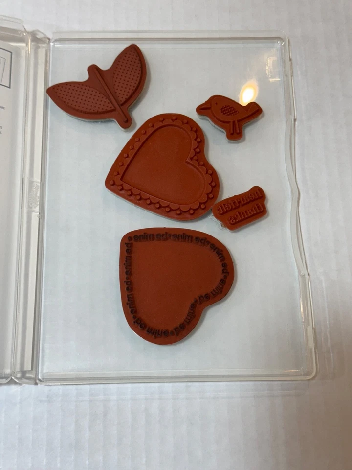 ¡STAMPIN' UP RETIRADO! JUEGO DE 5 SELLOS CORAZÓN 120780 CORAZONES PÁJARO AMOR SAN VALENTÍN Foto 3 de 3
