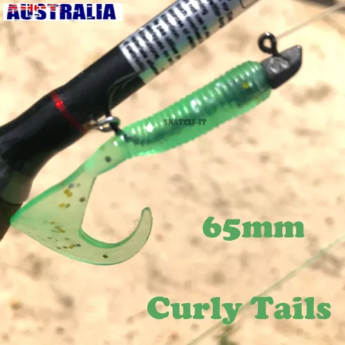10 Soft Plastic Fishing Lure Tackle Grub Worm Curly TAIL FLATHEAD Bream Lures
