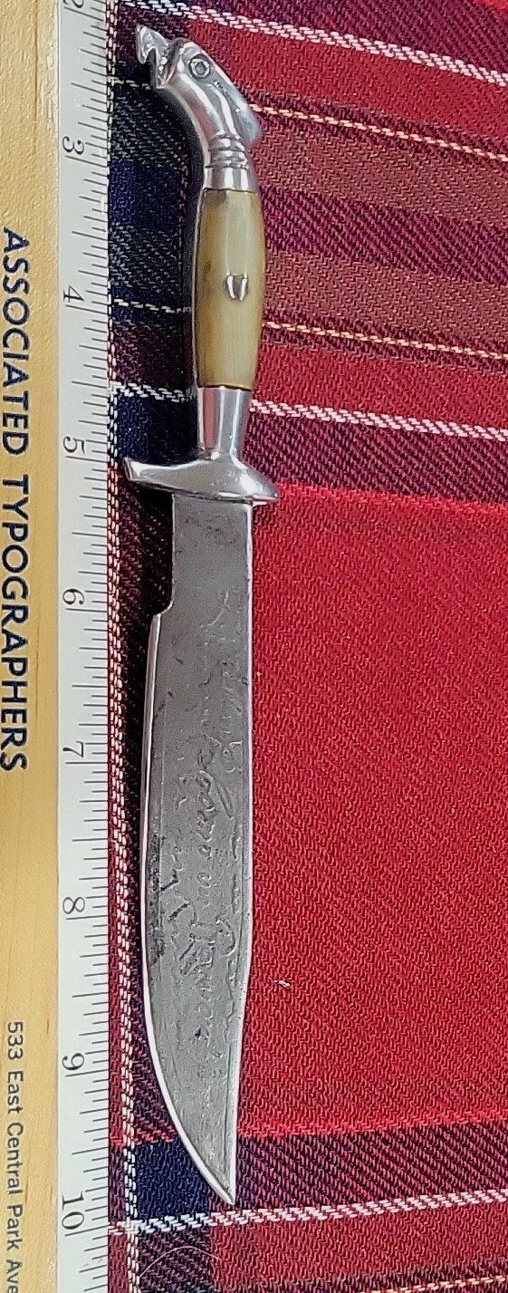 Oaxaca Mexico Knife Etched Bone Vtg Vintage G. Bellon Miniature Hunting