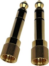 CESS 2-Pack 1/4" Stereo Phone Screw-On Adapter - Male 1/8" to Gold