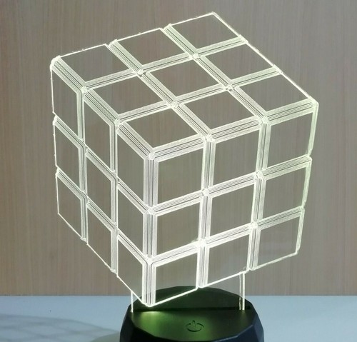Lampara Led rgb Cubo Rubik efecto 3D multicolor decoracion regalo - Bild 2 von 5